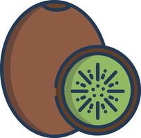 Kiwi slice linear color illustration vector