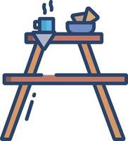 picnic table linear color illustration vector
