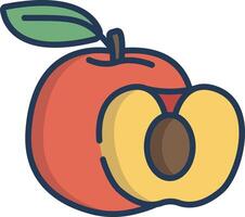 Peach slice linear color illustration vector