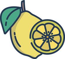 Lemon slice linear color illustration vector