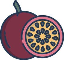 Passion fruit slice linear color illustration vector