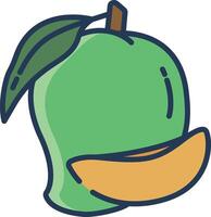 Mango slice linear color illustration vector