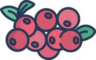 Cranberry cut linear color illustration vector