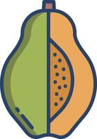 Papaya slice linear color illustration vector