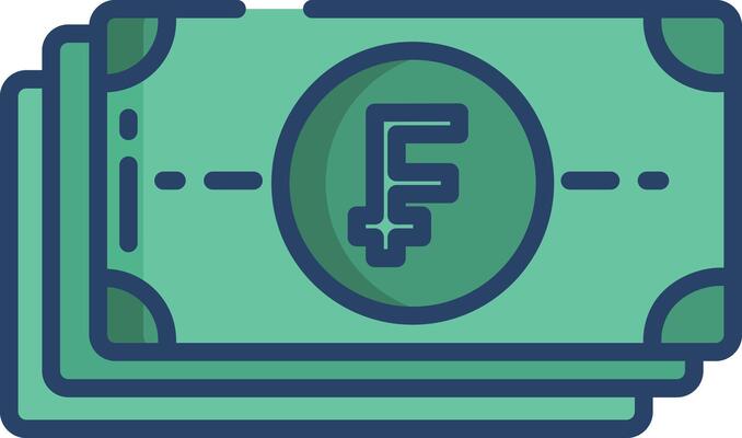 Currency Note linear color illustration