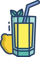 Mint lemonade Juice linear color illustration vector