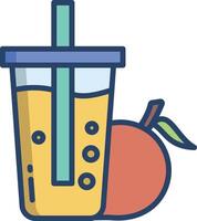 Peach slice linear color illustration vector
