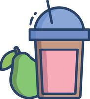 Guava juice linear color illustration vector