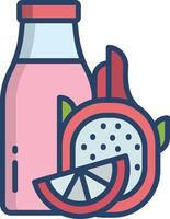 Dragon fruit smoothie linear color illustration vector