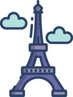 Eiffle tower linear color illustration vector