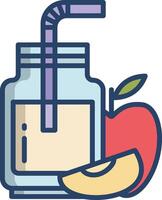 Apple slice linear color illustration vector