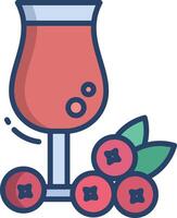 Cranberry juice linear color illustration vector