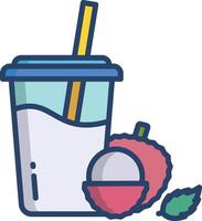 Lychee slice linear color illustration vector