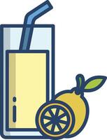 Lemon slice linear color illustration vector