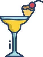 Pineapple juice linear color illustration vector