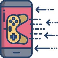 Mobile game linear color illustration vector