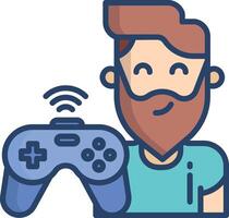 Gamer linear color illustration vector
