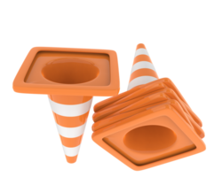 tráfego cone isolado em fundo. 3d Renderização - ilustração png