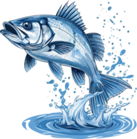Fisch Springen im Wasser Clip Art Design Illustration png