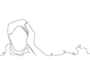 Sketch problem concept minimal man emotion stress headache drawing line art. Male unhappy depress hand drawn continuous line concept with white ioslated background. Abstract,illustration. vector