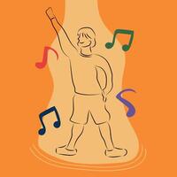 Sketch lifestyle concept minimal boy man dance aerobics drawing line art. Male exercise hand drawn line concept with white ioslated background. Abstract,illustration. vector