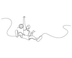 Continuous single line drawing of male basketball player jumps to do a slam dunk. basketball tournament event . Design illustration vector