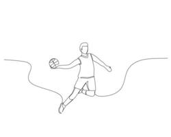 Continuous single line drawing of male basketball player passing the ball while jumping high. basketball tournament event . Design illustration vector