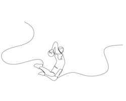 Continuous single line drawing of male basketball player jumps high to score with slam dunk. basketball tournament event . Design illustration vector