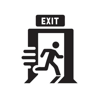 Emergency exit illustration, escape route sign and symbol
