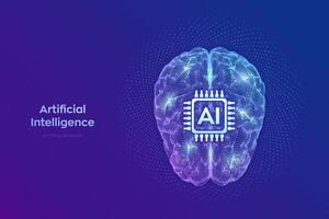 AI. Artificial Intelligence Concept. Brain. Digital brain. Machine Learning. Artificial Intelligence for big data analytics. Neural networks. Deep Learning. illustration. vector