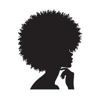 black african females silhouettes face profile vignette. black isolated white background vector