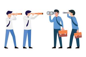 Set of Businessman look future with telescopes vector