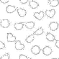 Sunglasses seamless pattern outline doodle hand drawn objects vector