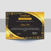 Certificates of completion template with luxury and modern golden line and shapes. Horizontal certificate For award, business, and education needs vector