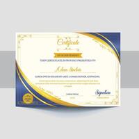 Certificates of completion template with luxury and modern golden line and shapes. Horizontal certificate For award, business, and education needs vector