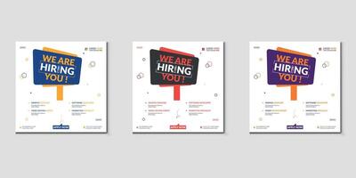 We are hiring job vacancy social media post banner design template with red color. We are hiring job vacancy square web banner design. vector