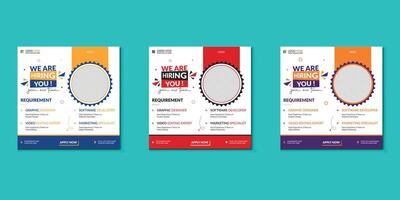 We are hiring job vacancy social media post banner design template with red color. We are hiring job vacancy square web banner design. vector