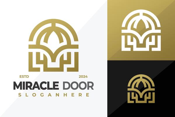 Letter M Miracle Door logo design symbol icon illustration