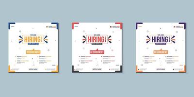 We are hiring job vacancy social media post banner design template with red color. We are hiring job vacancy square web banner design. vector