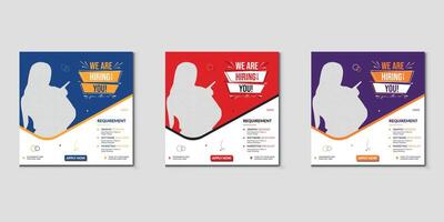 We are hiring job vacancy social media post banner design template with red color. We are hiring job vacancy square web banner design. vector
