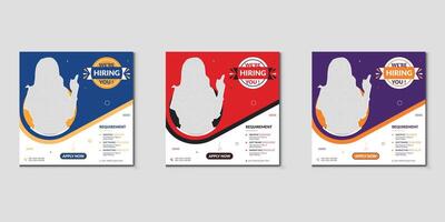 We are hiring job vacancy social media post banner design template with red color. We are hiring job vacancy square web banner design. vector