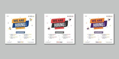 We are hiring job vacancy social media post banner design template with red color. We are hiring job vacancy square web banner design. vector