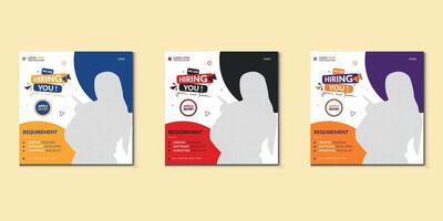We are hiring job vacancy social media post banner design template with red color. We are hiring job vacancy square web banner design. vector