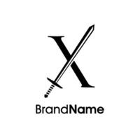 Luxury Initial X Sword Logo vector