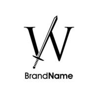 Luxury Initial W Sword Logo vector