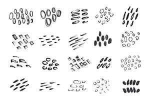Brush stroke hand drawn doodle shape set. Scribble ink round marker abstract shapes vector