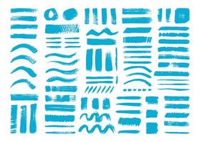 Freehand paint brush strokes element bundle. Curved and straight lines, square, circle shapes templates. Creative hand drawn ink brushes design pack. vector
