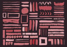 Grunge paint brush strokes element bundle. Hand drawn creative shapes element set. Grunge painting graphic element. Circle, square, lines, and curve brushes. vector