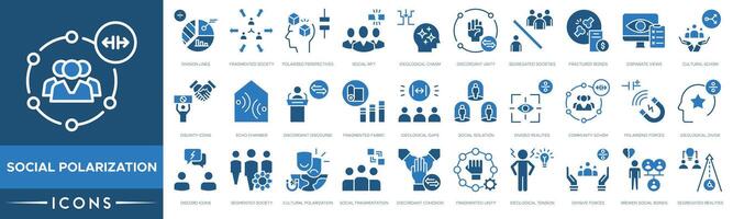 Social Polarization icon. Division Lines, Fragmented Society, Polarized Perspectives, Social Rift, Ideological Chasm and Discordant Unity vector
