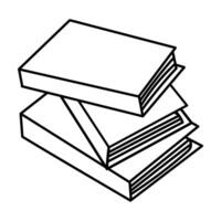 Stack of books icon in linear style on white background. For school, university or college library, also for coloring pages for kids vector